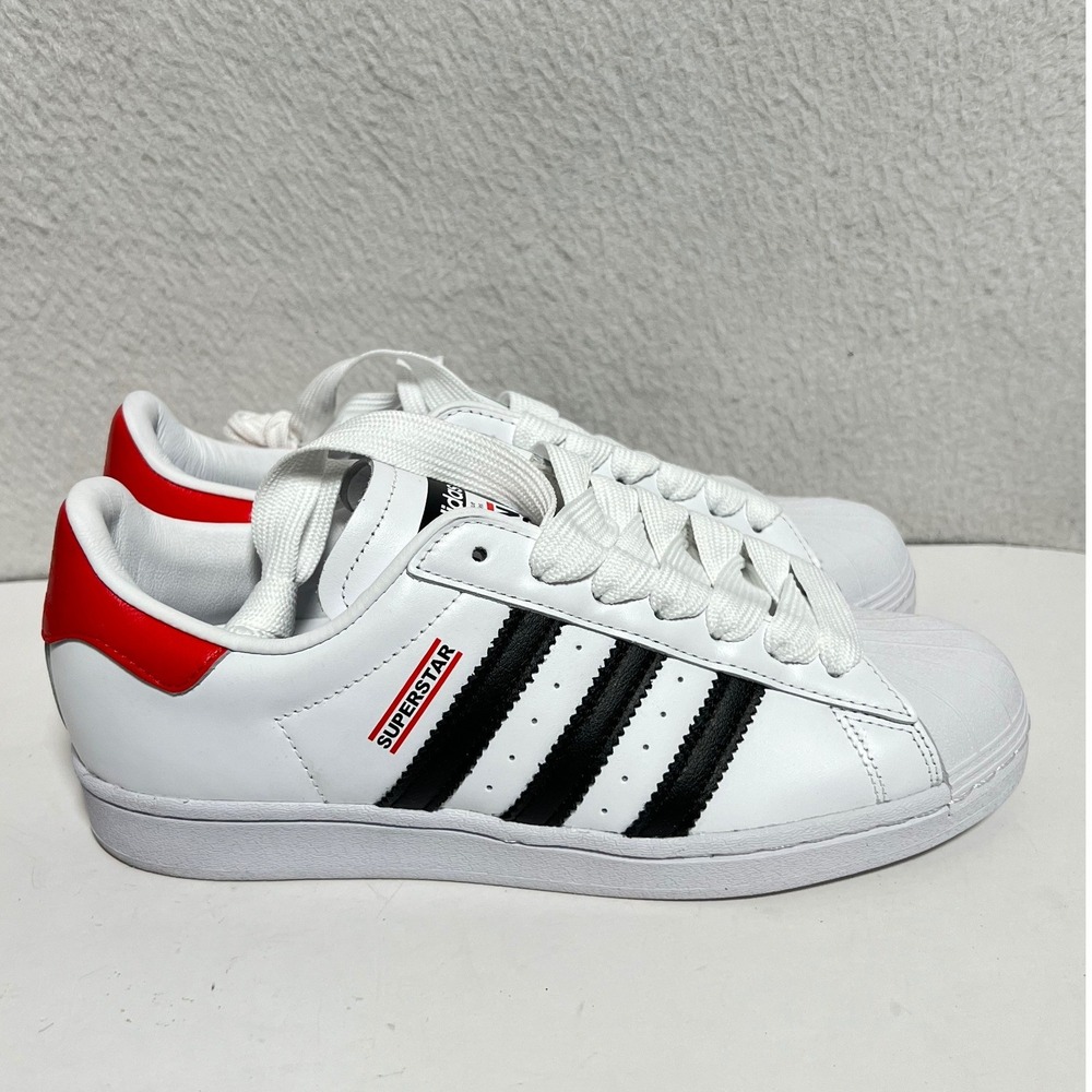 Adidas Superstar 50 Run DMC Mens 7.5 White Black Red FX7616 Sneakers New
